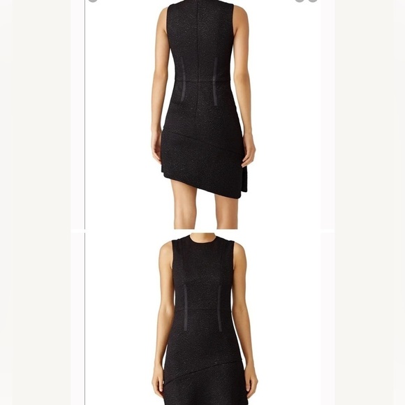Carven black asymmetrical jaquered black sleeveless Shift Cocktail mini Dress 34 - Picture 2 of 16